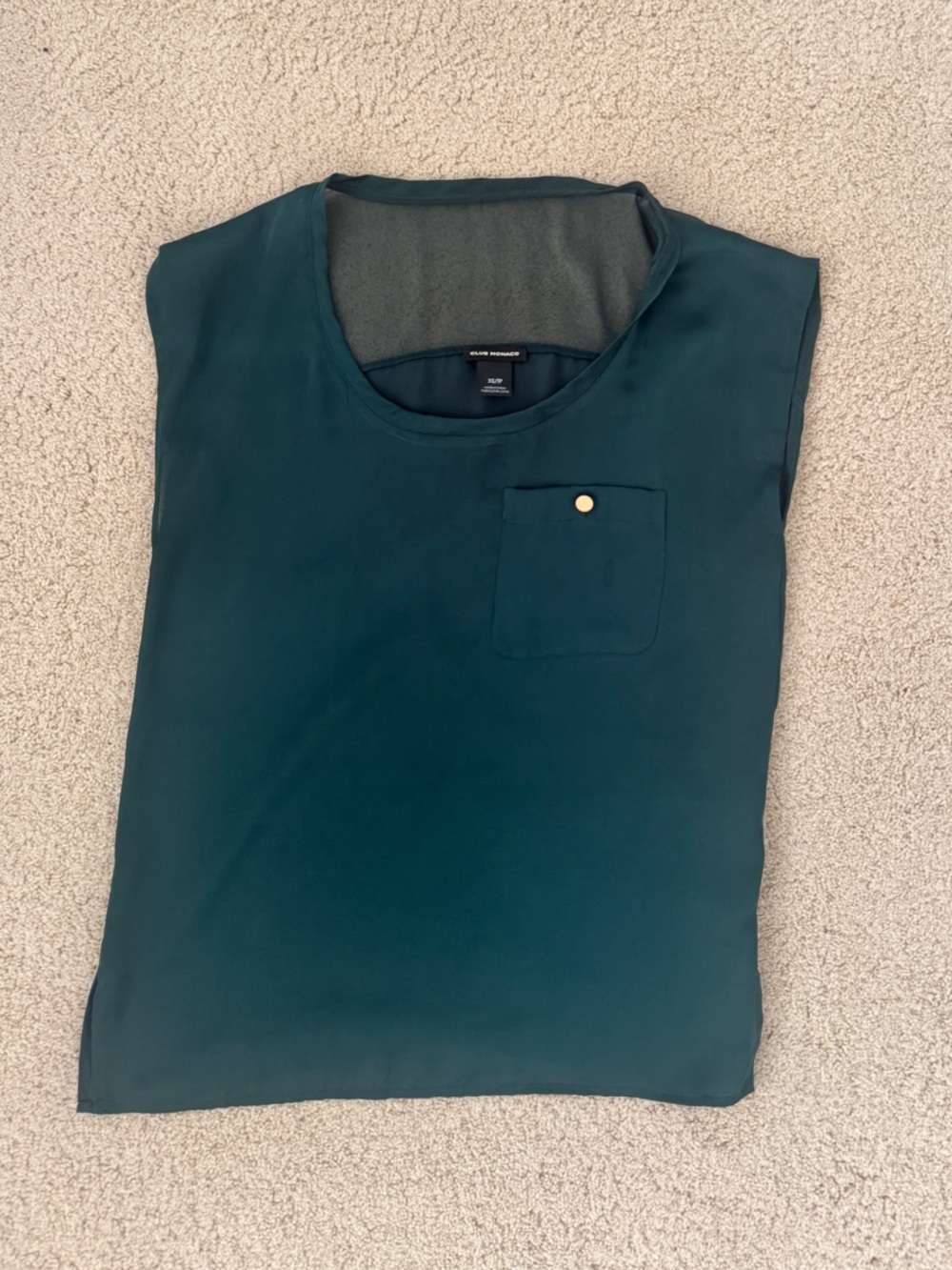 Club Monaco Deep Teal Cap-Sleeve Blouse with Pocket Snap